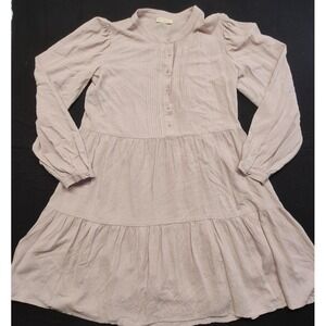 Love Stitch women's pink tiered Linen blend babydoll dress sz. S slip attached